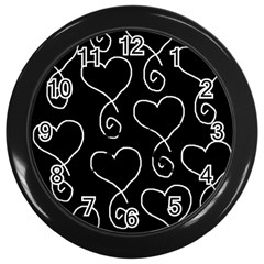 White Outlined Hearts Wall Clock (black) by SomethingForEveryone