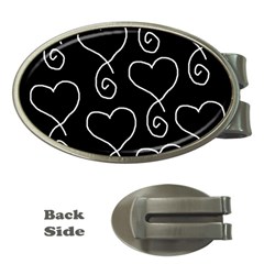 White Outlined Hearts Money Clips (oval)  by SomethingForEveryone