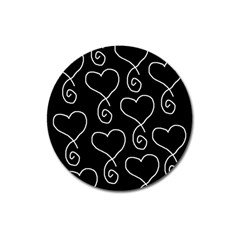 White Outlined Hearts Magnet 3  (round) by SomethingForEveryone