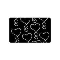 White Outlined Hearts Magnet (name Card) by SomethingForEveryone