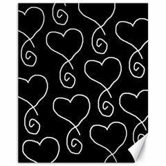 White Outlined Hearts Canvas 11  X 14  by SomethingForEveryone