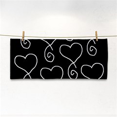 White Outlined Hearts Hand Towel by SomethingForEveryone