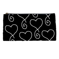 White Outlined Hearts Pencil Case by SomethingForEveryone