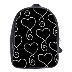 White Outlined Hearts School Bag (large) by SomethingForEveryone