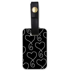 White Outlined Hearts Luggage Tag (one Side) by SomethingForEveryone