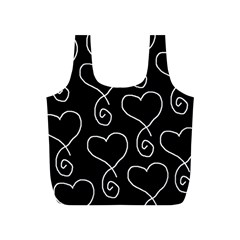 White Outlined Hearts Full Print Recycle Bag (s) by SomethingForEveryone