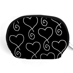 White Outlined Hearts Accessory Pouch (medium) by SomethingForEveryone