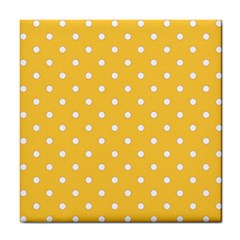 1950 Happy Summer Yellow White Dots Tile Coaster by SomethingForEveryone