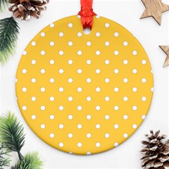 1950 Happy Summer Yellow White Dots Ornament (round) by SomethingForEveryone