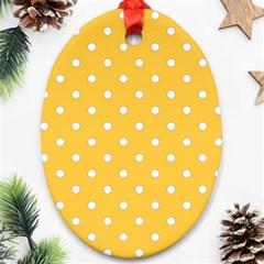 1950 Happy Summer Yellow White Dots Ornament (oval) by SomethingForEveryone