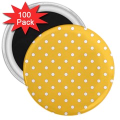 1950 Happy Summer Yellow White Dots 3  Magnets (100 Pack) by SomethingForEveryone