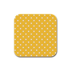 1950 Happy Summer Yellow White Dots Rubber Square Coaster (4 Pack)  by SomethingForEveryone