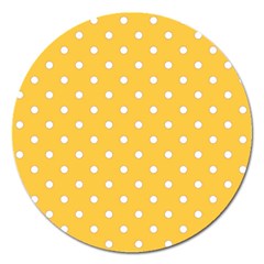 1950 Happy Summer Yellow White Dots Magnet 5  (round) by SomethingForEveryone