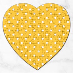 1950 Happy Summer Yellow White Dots Jigsaw Puzzle (heart) by SomethingForEveryone