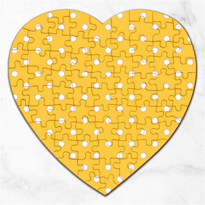 1950 Happy Summer Yellow White Dots Jigsaw Puzzle (Heart)