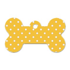 1950 Happy Summer Yellow White Dots Dog Tag Bone (one Side) by SomethingForEveryone