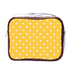 1950 Happy Summer Yellow White Dots Mini Toiletries Bag (one Side) by SomethingForEveryone