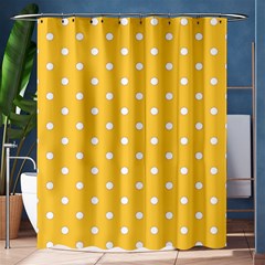 1950 Happy Summer Yellow White Dots Shower Curtain 60  X 72  (medium)  by SomethingForEveryone