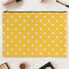 1950 Happy Summer Yellow White Dots Cosmetic Bag (xxxl) by SomethingForEveryone