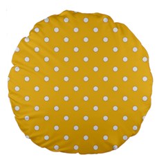 1950 Happy Summer Yellow White Dots Large 18  Premium Round Cushions by SomethingForEveryone