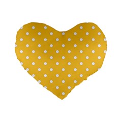 1950 Happy Summer Yellow White Dots Standard 16  Premium Heart Shape Cushions by SomethingForEveryone