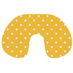 1950 Happy Summer Yellow White Dots Travel Neck Pillow by SomethingForEveryone