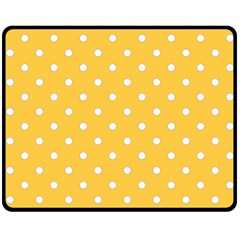 1950 Happy Summer Yellow White Dots Double Sided Fleece Blanket (medium)  by SomethingForEveryone