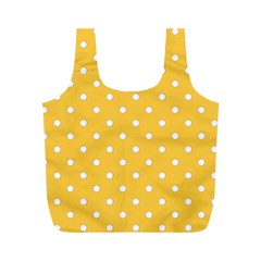 1950 Happy Summer Yellow White Dots Full Print Recycle Bag (m) by SomethingForEveryone