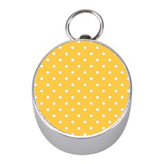 1950 Happy Summer Yellow White Dots Mini Silver Compasses by SomethingForEveryone