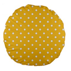 1950 Happy Summer Yellow White Dots Large 18  Premium Flano Round Cushions by SomethingForEveryone