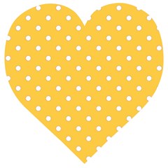 1950 Happy Summer Yellow White Dots Wooden Puzzle Heart by SomethingForEveryone