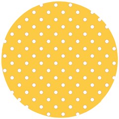 1950 Happy Summer Yellow White Dots Wooden Puzzle Round by SomethingForEveryone