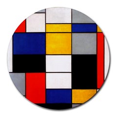 Composition A By Piet Mondrian Round Mousepads by maximumstreetcouture