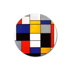 Composition A By Piet Mondrian Magnet 3  (round) by maximumstreetcouture