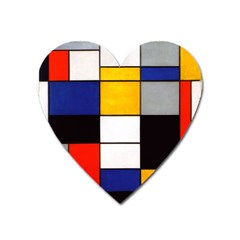 Composition A By Piet Mondrian Heart Magnet by maximumstreetcouture