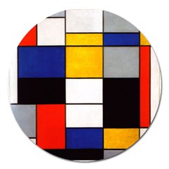 Composition A By Piet Mondrian Magnet 5  (round) by maximumstreetcouture