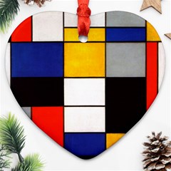 Composition A By Piet Mondrian Heart Ornament (two Sides) by maximumstreetcouture