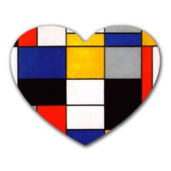 Composition A By Piet Mondrian Heart Mousepads by maximumstreetcouture