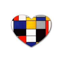 Composition A By Piet Mondrian Heart Coaster (4 Pack)  by maximumstreetcouture