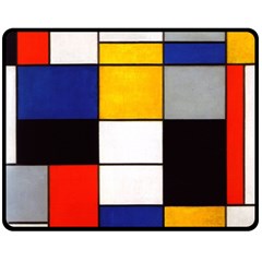 Composition A By Piet Mondrian Fleece Blanket (medium)  by maximumstreetcouture