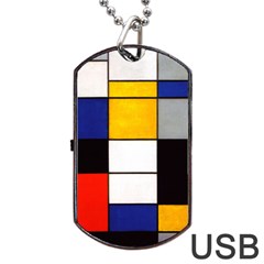 Composition A By Piet Mondrian Dog Tag Usb Flash (one Side) by maximumstreetcouture