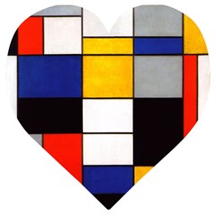 Composition A By Piet Mondrian Wooden Puzzle Heart by maximumstreetcouture