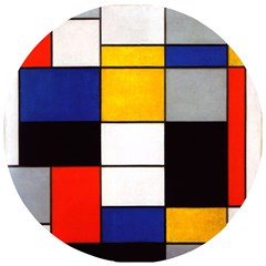 Composition A By Piet Mondrian Wooden Puzzle Round by maximumstreetcouture