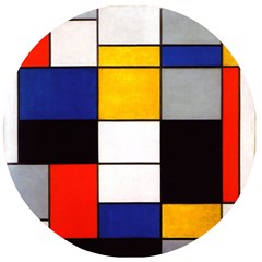 Composition A By Piet Mondrian Wooden Bottle Opener (round)