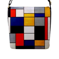 Composition A By Piet Mondrian Flap Closure Messenger Bag (l) by maximumstreetcouture