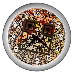 Root Humanity Bar And Qr Code Combo In Brown Wall Clock (silver) by WetdryvacsLair