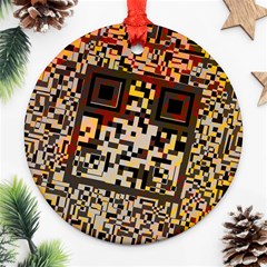 Root Humanity Bar And Qr Code Combo In Brown Round Ornament (two Sides) by WetdryvacsLair