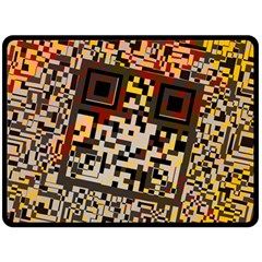 Root Humanity Bar And Qr Code Combo In Brown Double Sided Fleece Blanket (large)  by WetdryvacsLair