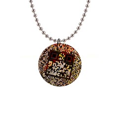 Root Humanity Bar And Qr Code Flash Orange And Purple 1  Button Necklace by WetdryvacsLair