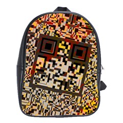 Root Humanity Bar And Qr Code Flash Orange And Purple School Bag (large) by WetdryvacsLair